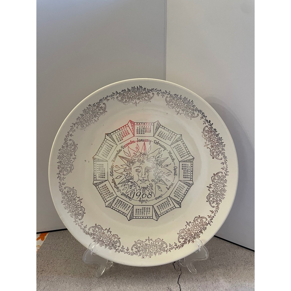 Vintage 1968 Taylor‎ Smith & Taylor Sunburst Astrology Calendar Plate